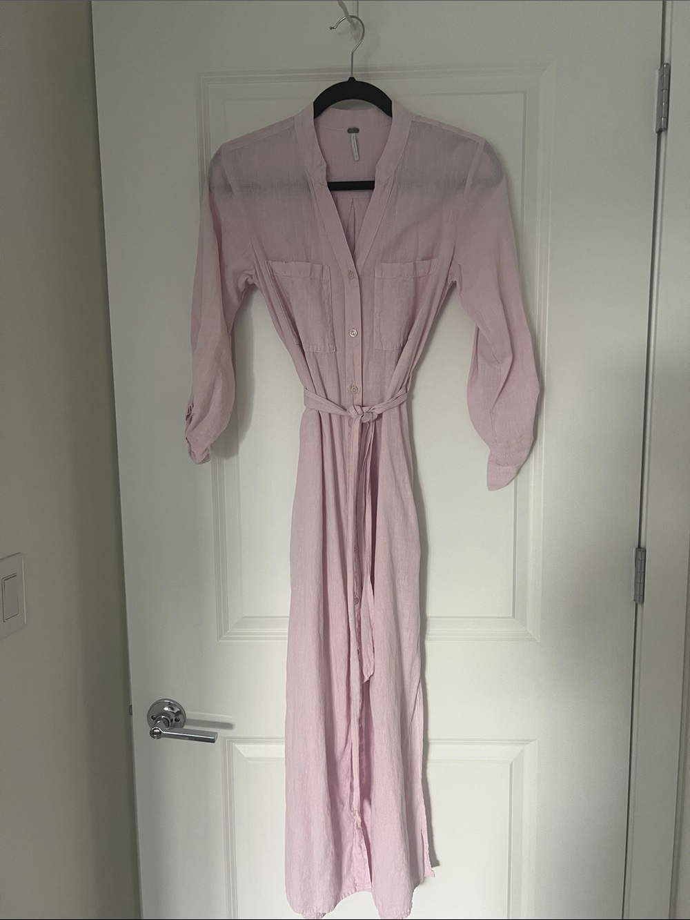 Young Fabulous & Broke Button-Front Maxi Shirtdress with Waist Tie